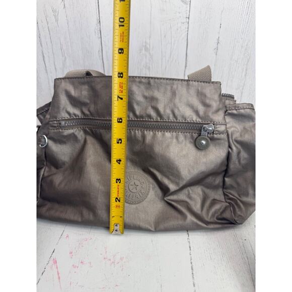Kipling Elysia Metallic Brown Gold Pewter Bag Crossbody Purse Plush Gorilla - Picture 9 of 11